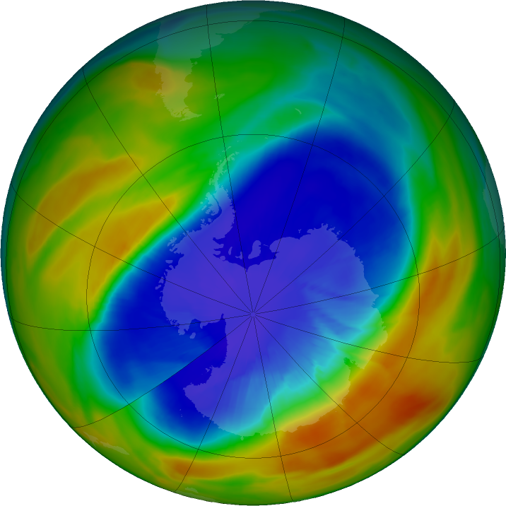 Antarctic ozone map for 19 September 2017